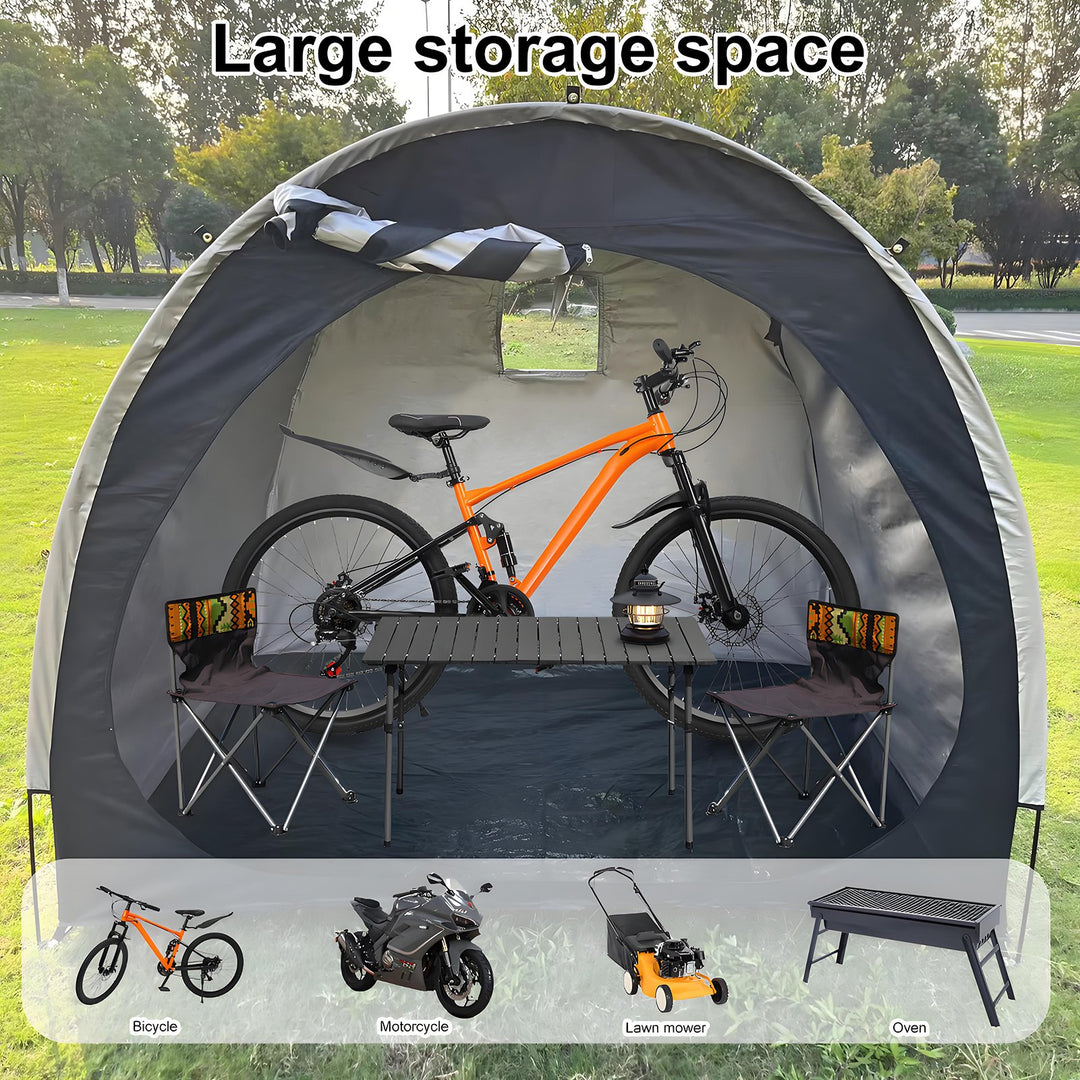 Outdoor Bicycle Storage Tent Accommodate 2-4 Bicycles Sun Protection Waterproof Anti-UV Bike Protective Canopy Quick Image 4