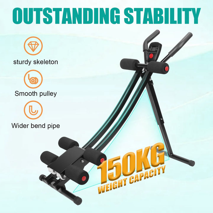 Collapsible Abdominal Machine with LCD Display 150kg Load Home Gym Ab Trainer Machine with Ergonomic Handle Waist Image 12