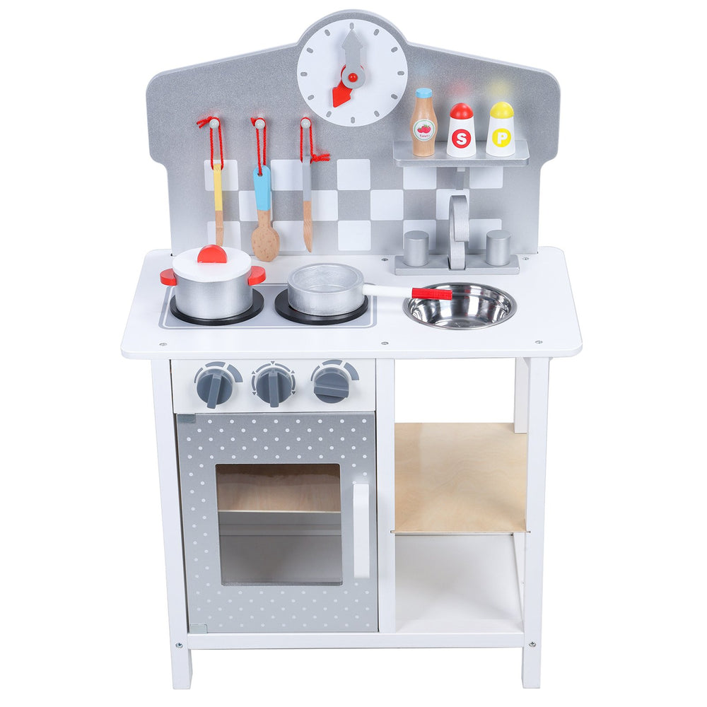 Kids Kitchen Play Set Wooden Kitchen Playset with Sink Oven Toddler Cooking Set Pretend Play Toy for Kids Ages 18 Month+ Image 2