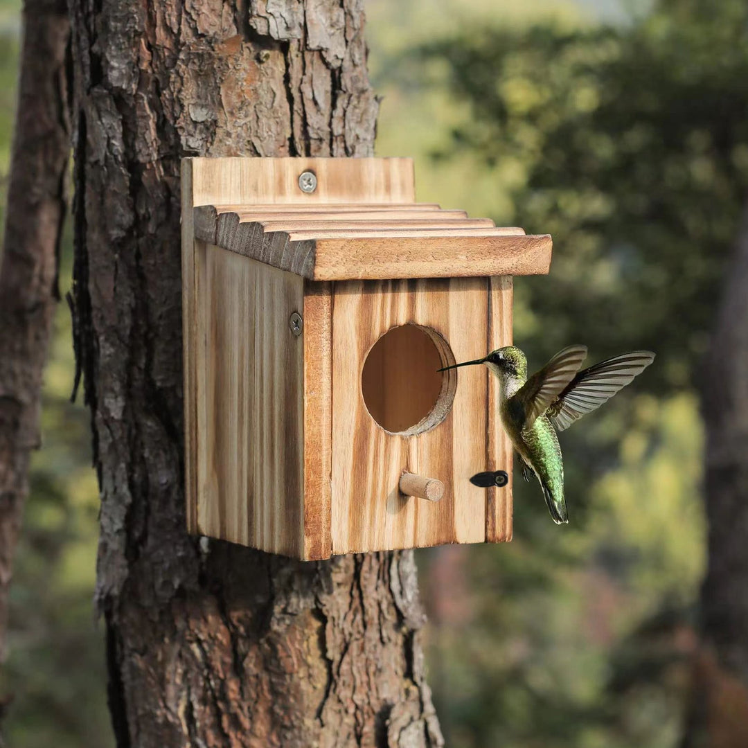 Bird Nest Box Waterproof Wooden Bird Nest Chickadee Nesting Box Bird House Outdoor Bluebird Box for Wrens Swallows Image 1