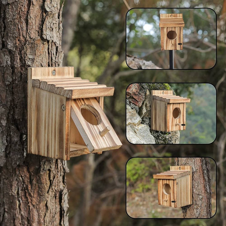 Bird Nest Box Waterproof Wooden Bird Nest Chickadee Nesting Box Bird House Outdoor Bluebird Box for Wrens Swallows Image 4