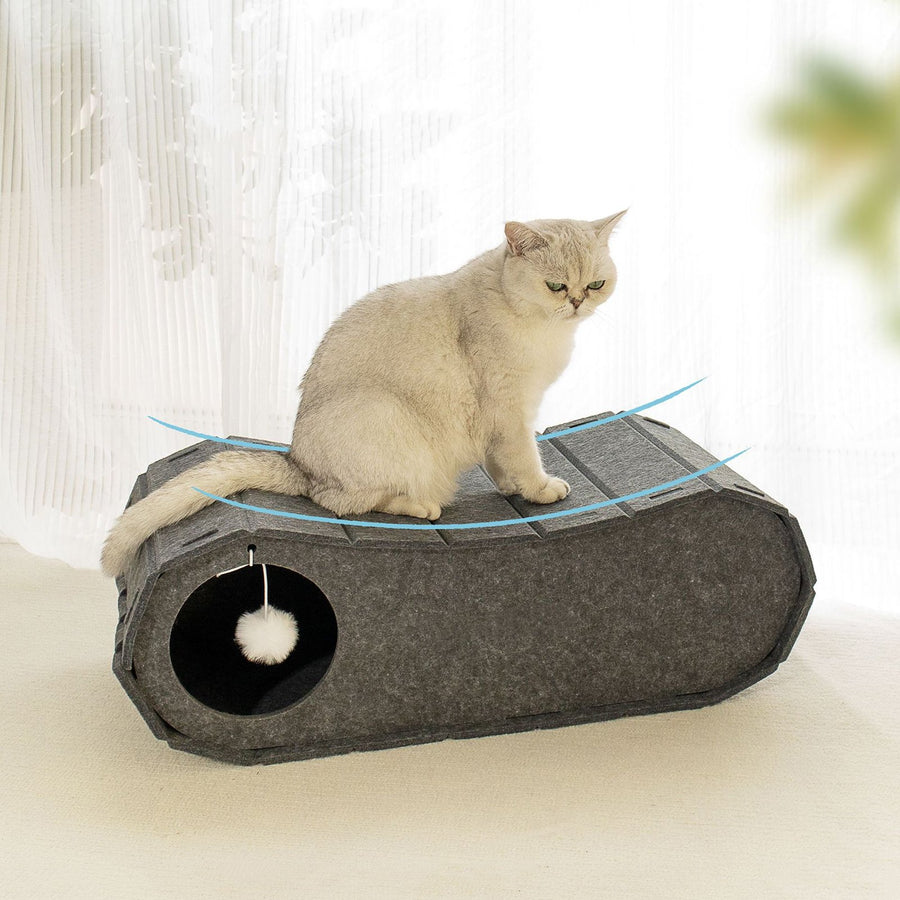 Cat Tunnel Bed Felt Nest Large Indoor Cat Cave House Cat Hideaway Nap Rest Bed Play Tunnel Pet Secret Hideout Space Image 1