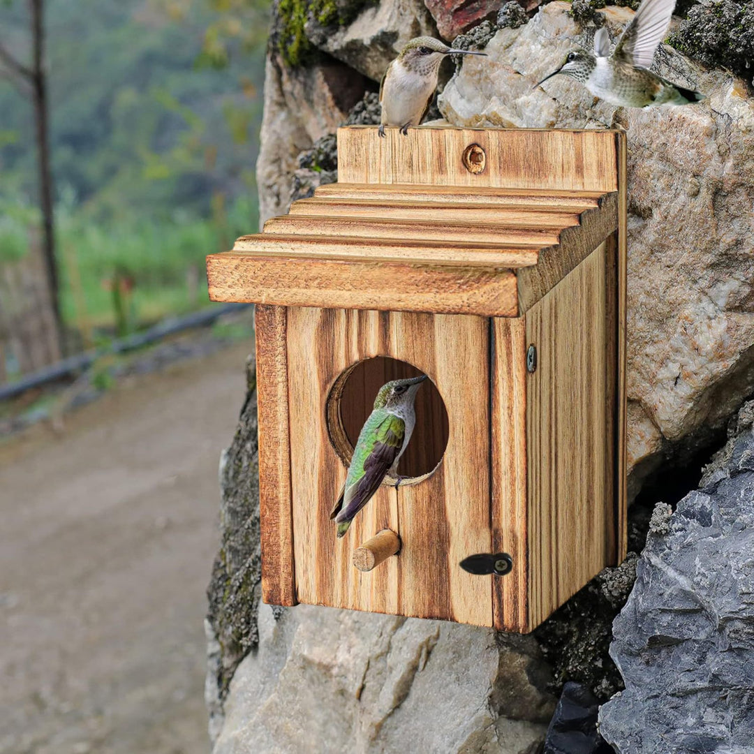 Bird Nest Box Waterproof Wooden Bird Nest Chickadee Nesting Box Bird House Outdoor Bluebird Box for Wrens Swallows Image 8