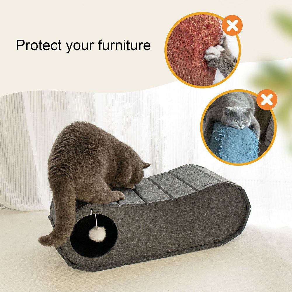 Cat Tunnel Bed Felt Nest Large Indoor Cat Cave House Cat Hideaway Nap Rest Bed Play Tunnel Pet Secret Hideout Space Image 2