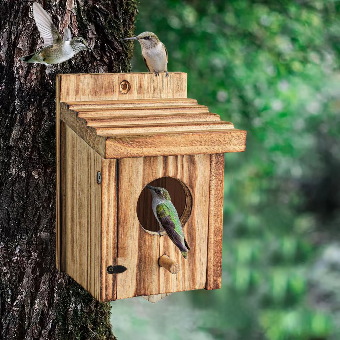 Bird Nest Box Waterproof Wooden Bird Nest Chickadee Nesting Box Bird House Outdoor Bluebird Box for Wrens Swallows Image 9