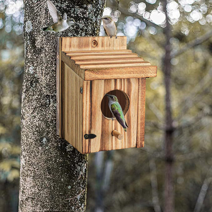 Bird Nest Box Waterproof Wooden Bird Nest Chickadee Nesting Box Bird House Outdoor Bluebird Box for Wrens Swallows Image 10