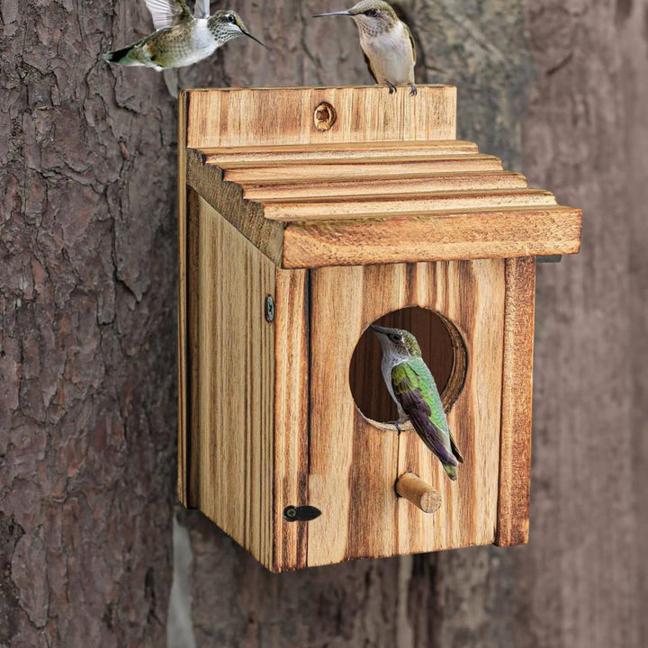 Bird Nest Box Waterproof Wooden Bird Nest Chickadee Nesting Box Bird House Outdoor Bluebird Box for Wrens Swallows Image 12