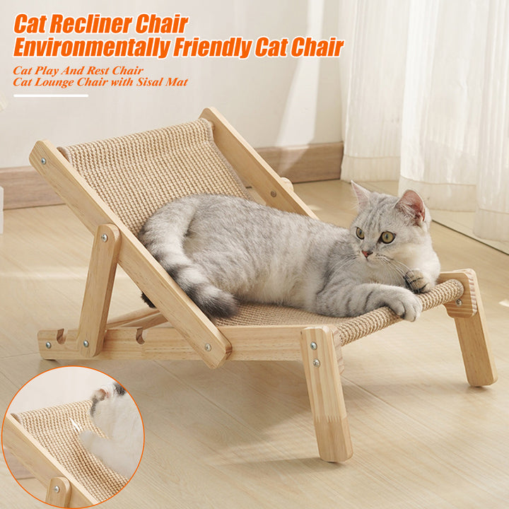 Cat Sisal Lounger Scratching Mat Adjustable Cat Hammock Pet Cozy Chair Thickened Cat Recliner Holds Up to 44lbs Image 1