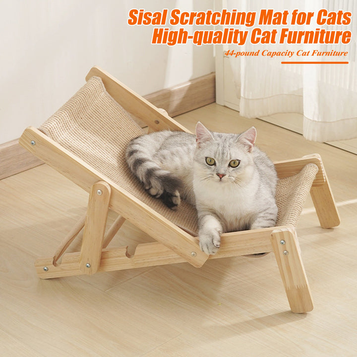 Cat Sisal Lounger Scratching Mat Adjustable Cat Hammock Pet Cozy Chair Thickened Cat Recliner Holds Up to 44lbs Image 2