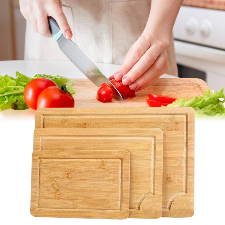 3Pcs Bamboo Cutting Boards Set for Kitchen Versatile Cutting Boards with Juice Grooves Chopping Board Meat Fruit Image 1