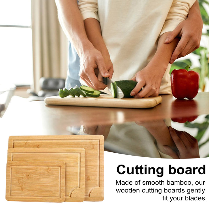 3Pcs Bamboo Cutting Boards Set for Kitchen Versatile Cutting Boards with Juice Grooves Chopping Board Meat Fruit Image 2