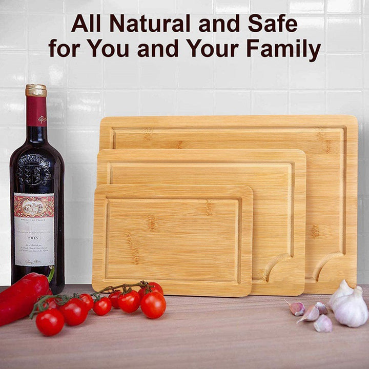 3Pcs Bamboo Cutting Boards Set for Kitchen Versatile Cutting Boards with Juice Grooves Chopping Board Meat Fruit Image 3