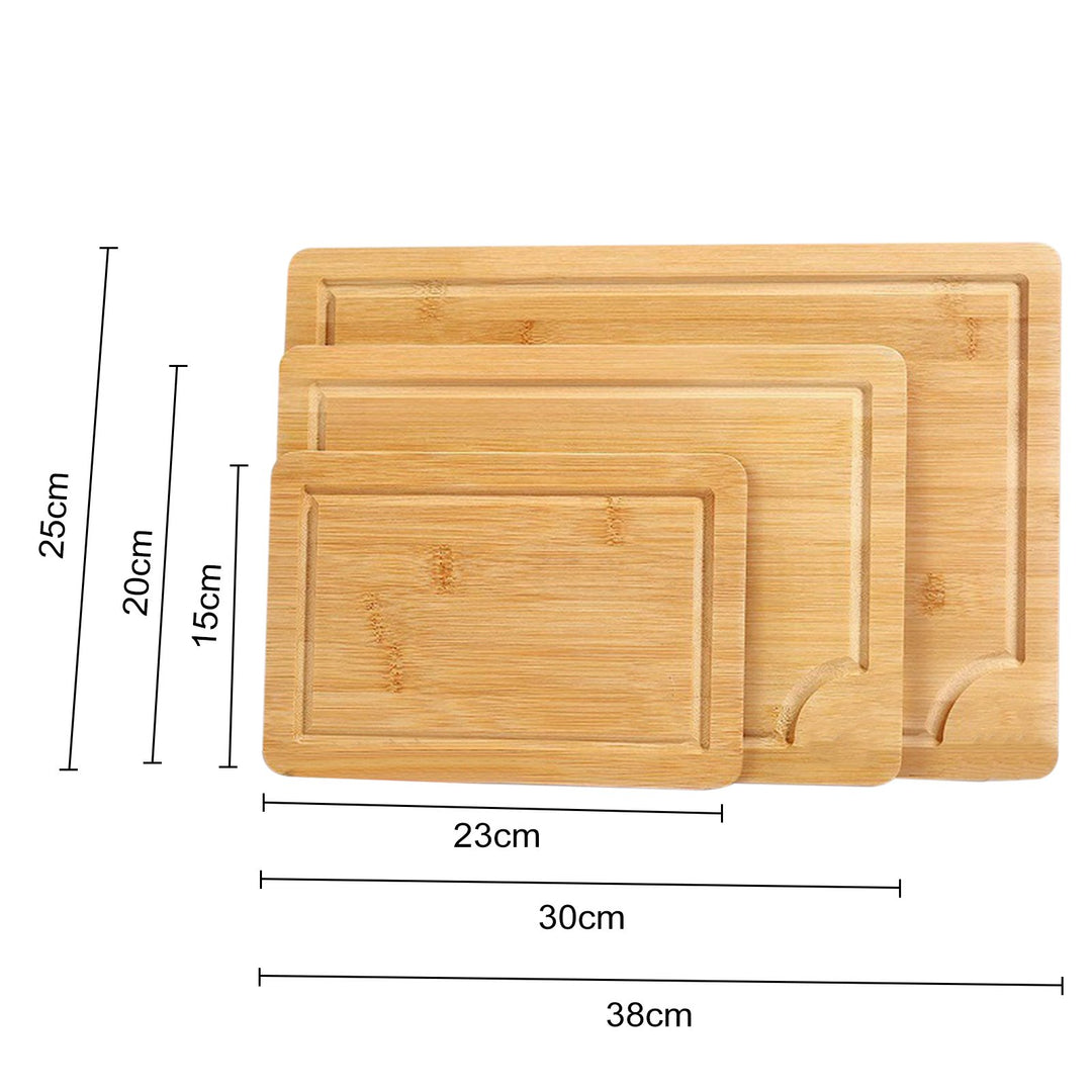 3Pcs Bamboo Cutting Boards Set for Kitchen Versatile Cutting Boards with Juice Grooves Chopping Board Meat Fruit Image 4