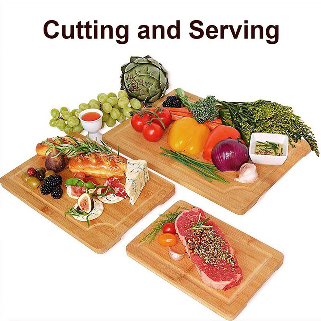 3Pcs Bamboo Cutting Boards Set for Kitchen Versatile Cutting Boards with Juice Grooves Chopping Board Meat Fruit Image 10