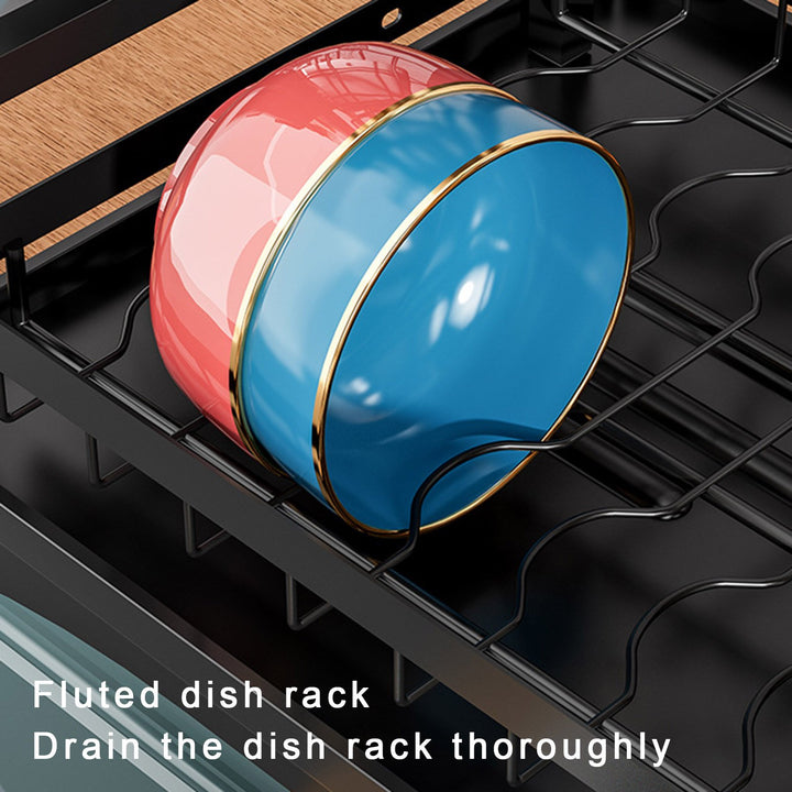 Multifunctional Dish Rack with Drainboard Rustproof Corrosion Resistant Strong Load-bearing Self-Draining 2-Tier Dish Image 9