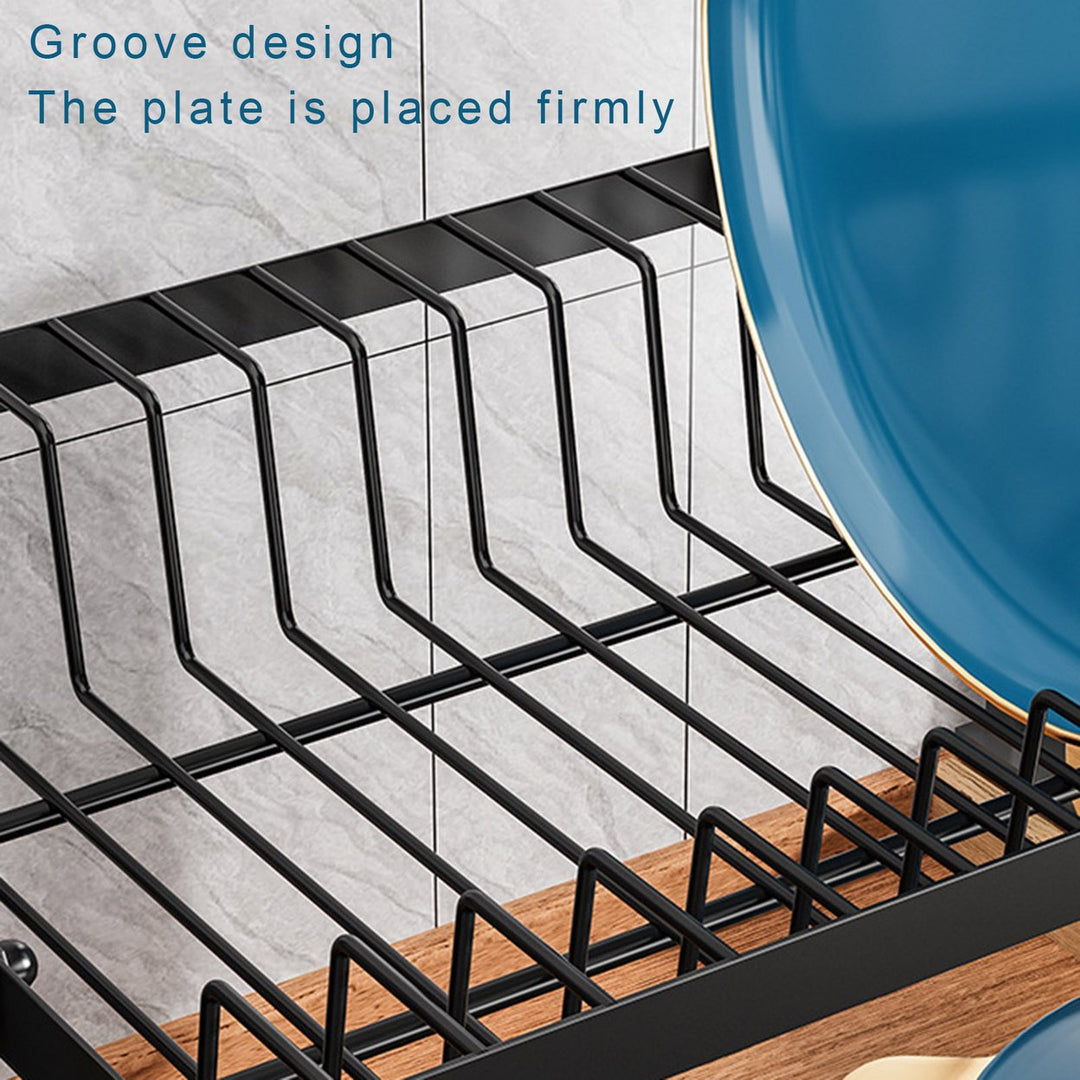 Multifunctional Dish Rack with Drainboard Rustproof Corrosion Resistant Strong Load-bearing Self-Draining 2-Tier Dish Image 11