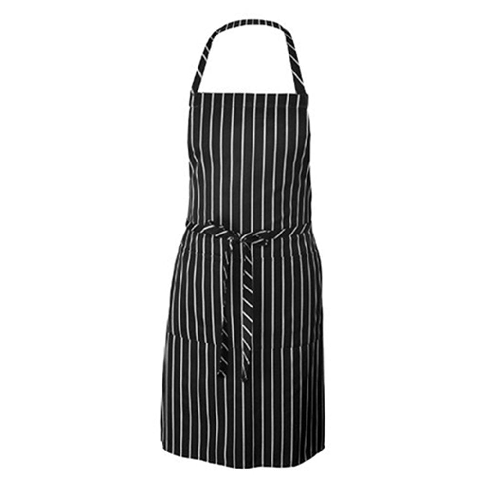 Adjustable Adult Black Stripe Bib Apron With 2 Pockets Chef Waiter Kitchen Cook Image 4