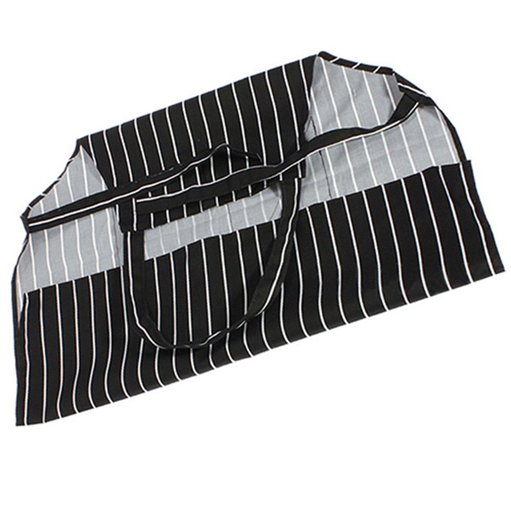 Adjustable Adult Black Stripe Bib Apron With 2 Pockets Chef Waiter Kitchen Cook Image 8