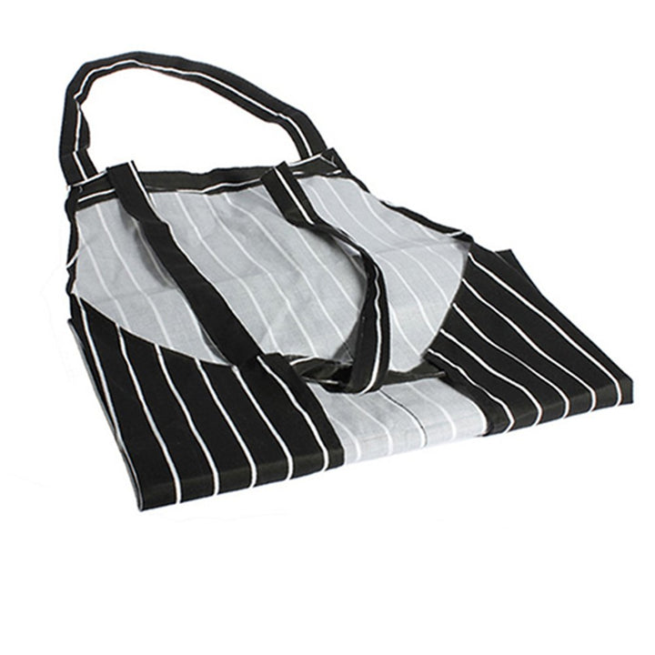 Adjustable Adult Black Stripe Bib Apron With 2 Pockets Chef Waiter Kitchen Cook Image 9