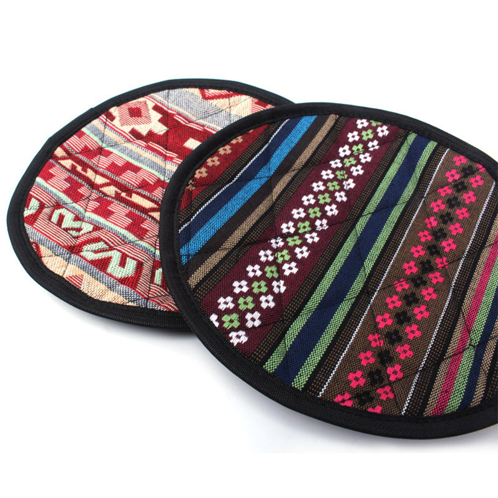 1 Pc Random Color Style Ethnic Round Heat Resistant Pot Holder Non-Slip Mat Image 4