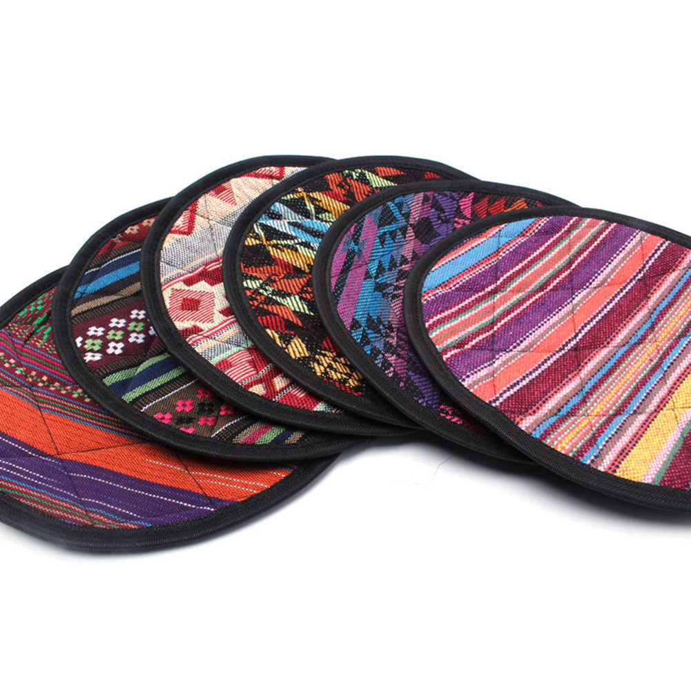 1 Pc Random Color Style Ethnic Round Heat Resistant Pot Holder Non-Slip Mat Image 6