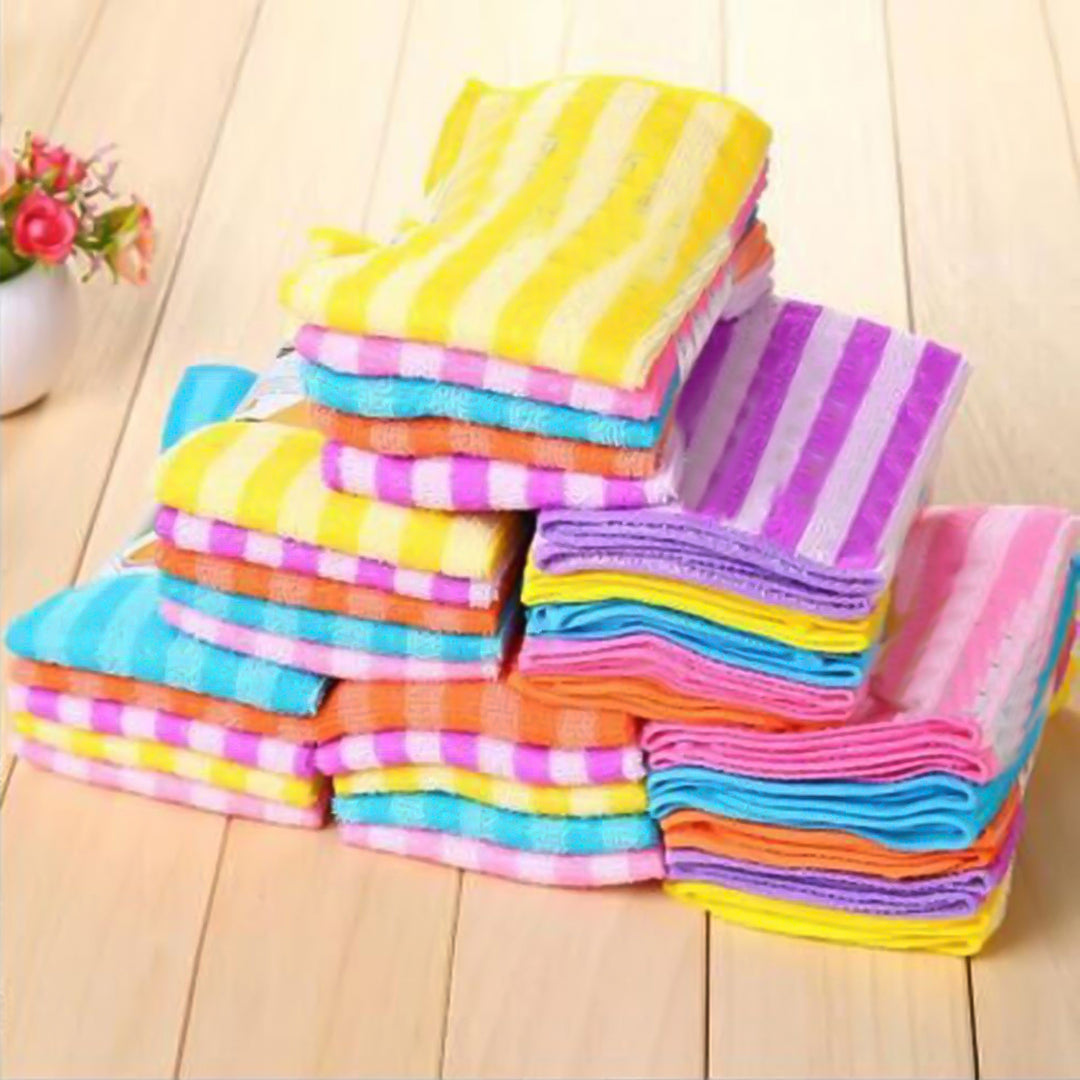 5Pcs Kitchen Dining Striped Wash Towel Absorbent Square Microfiber Dishcloths Image 1