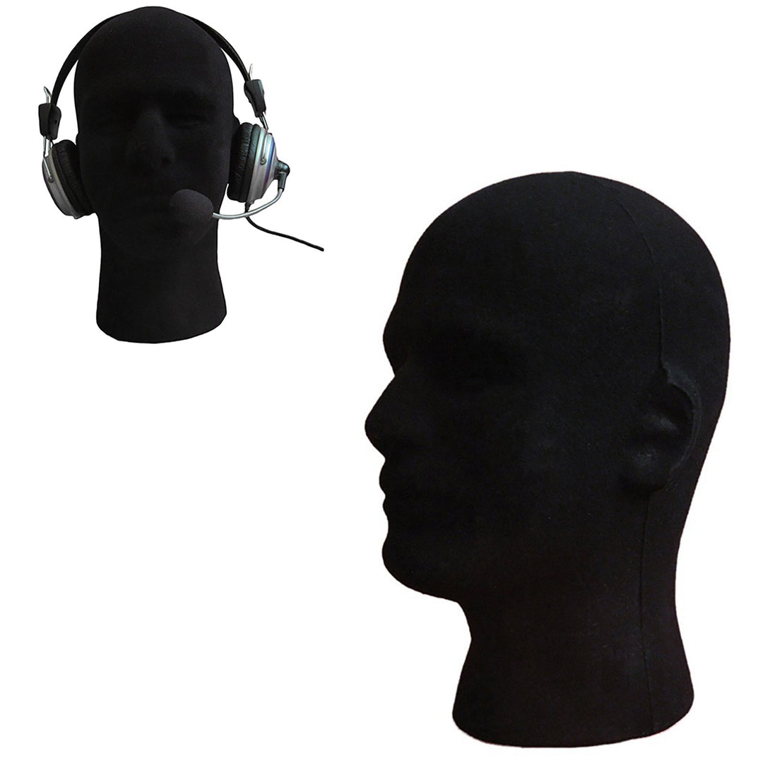 Head Model Sturdy Mold Foam Flocking Black Mannequin Model Head for Home Image 9