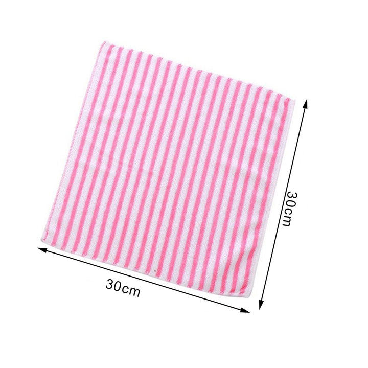 5Pcs Kitchen Dining Striped Wash Towel Absorbent Square Microfiber Dishcloths Image 4