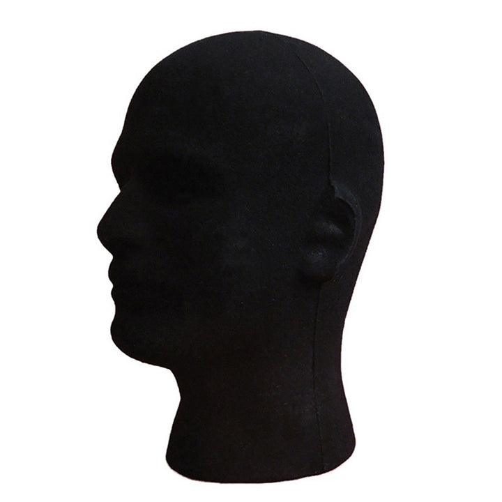 Head Model Sturdy Mold Foam Flocking Black Mannequin Model Head for Home Image 10