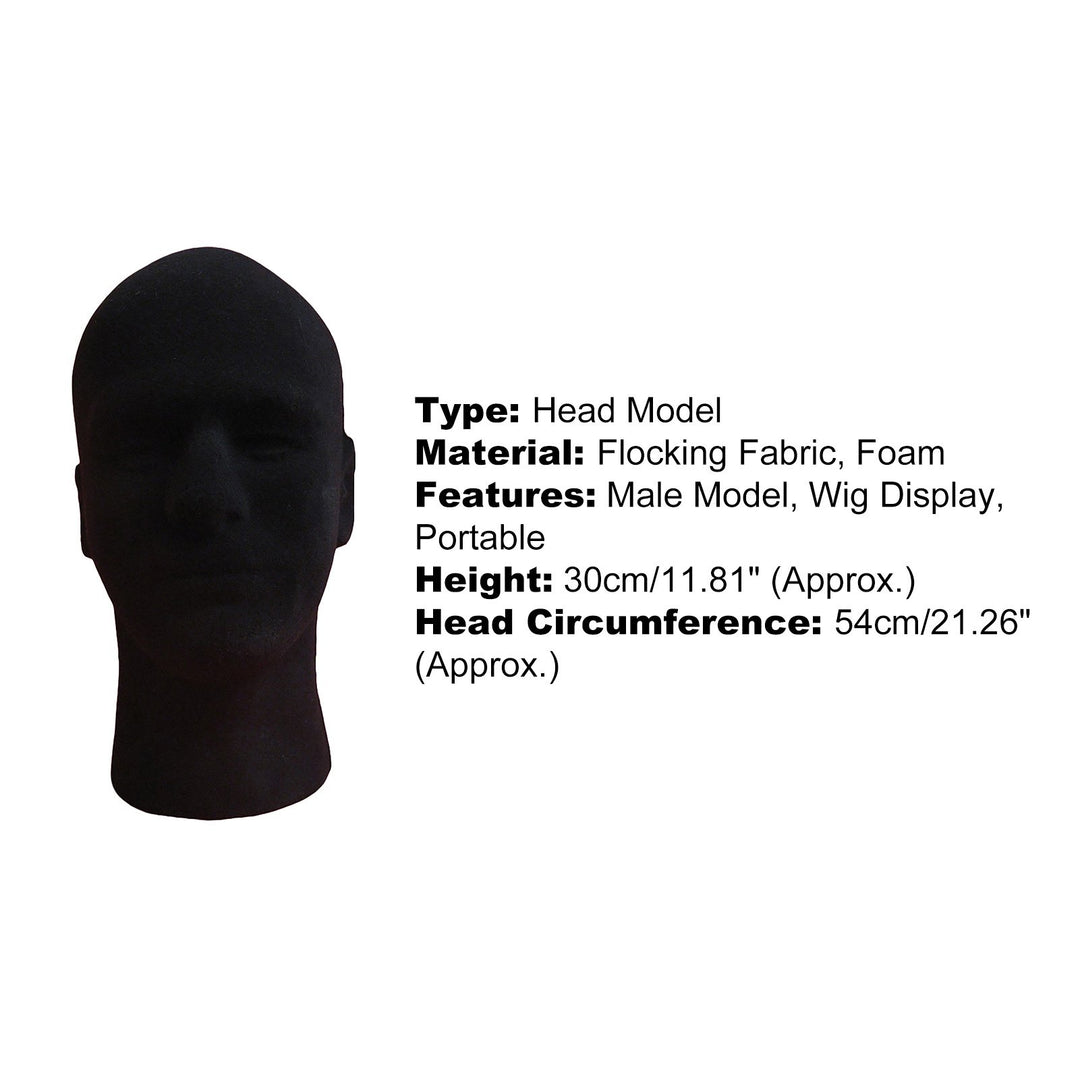 Head Model Sturdy Mold Foam Flocking Black Mannequin Model Head for Home Image 11