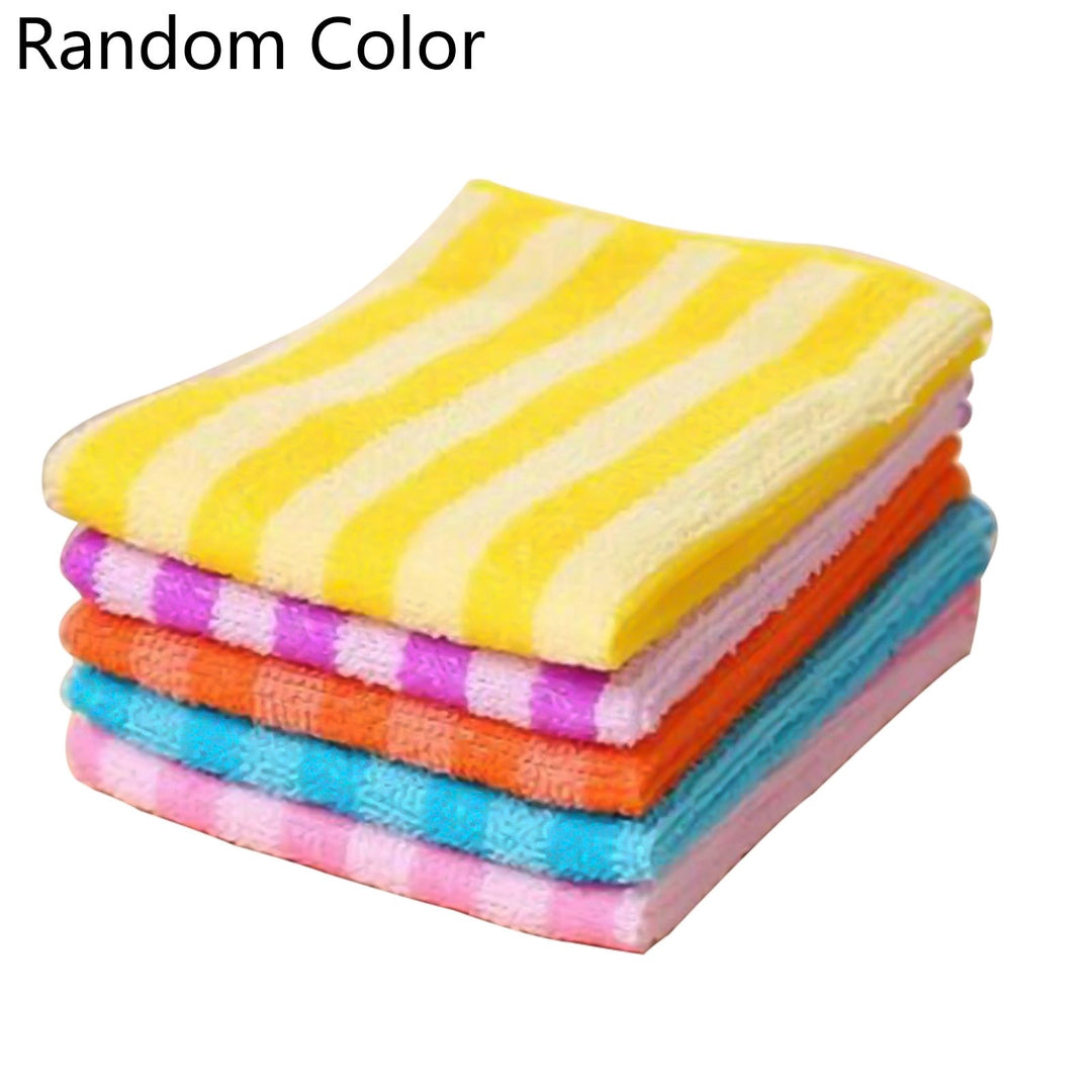 5Pcs Kitchen Dining Striped Wash Towel Absorbent Square Microfiber Dishcloths Image 10