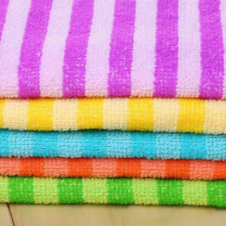 5Pcs Kitchen Dining Striped Wash Towel Absorbent Square Microfiber Dishcloths Image 11