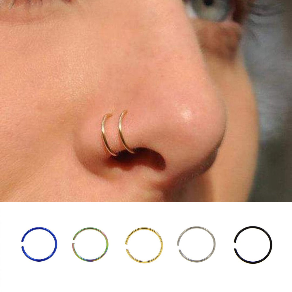 1 Set Nose Ring Shiny Exquisite Simple Long Lasting Geometric Nose Ring for Prom Image 2