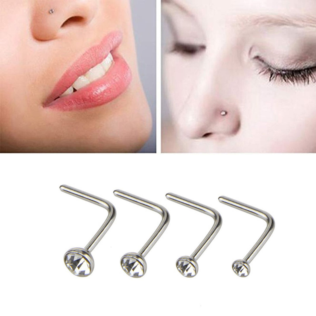 1 Set Nose Ring Shiny Exquisite Simple Long Lasting Geometric Nose Ring for Prom Image 3