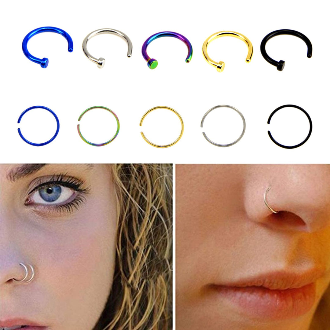 1 Set Nose Ring Shiny Exquisite Simple Long Lasting Geometric Nose Ring for Prom Image 4