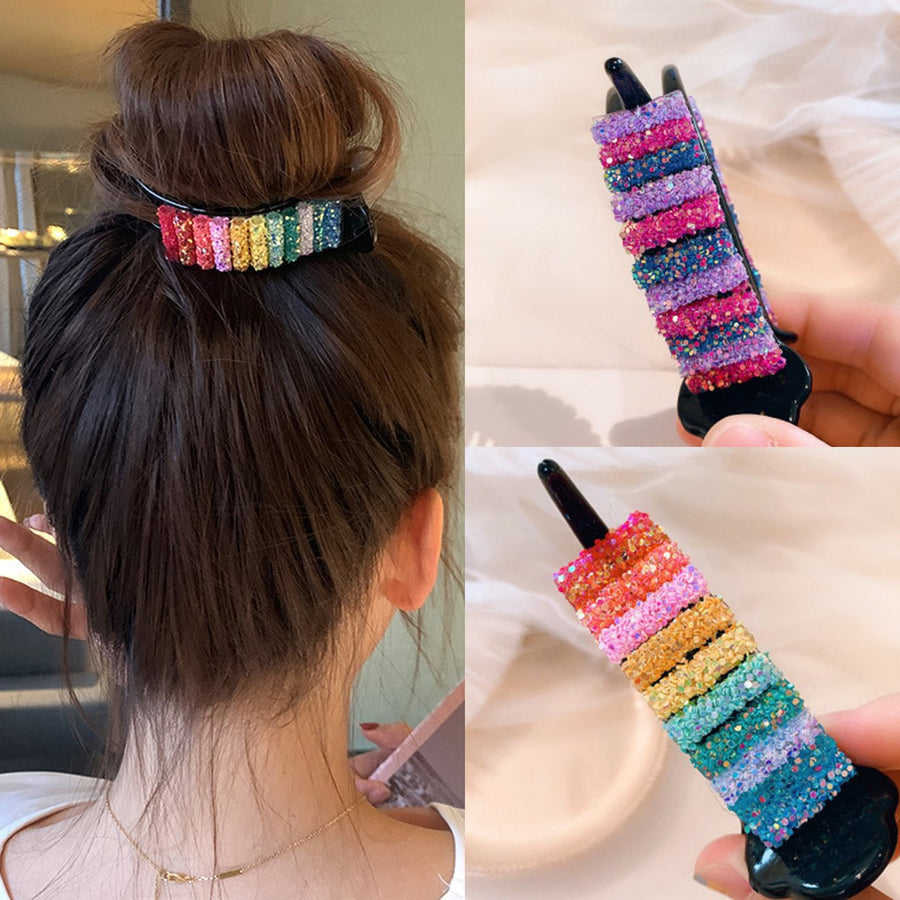 Korean Rainbow Hair Clip Big Crabs Ponytail Bun Hairpin Headwear Accessory Gift Image 1