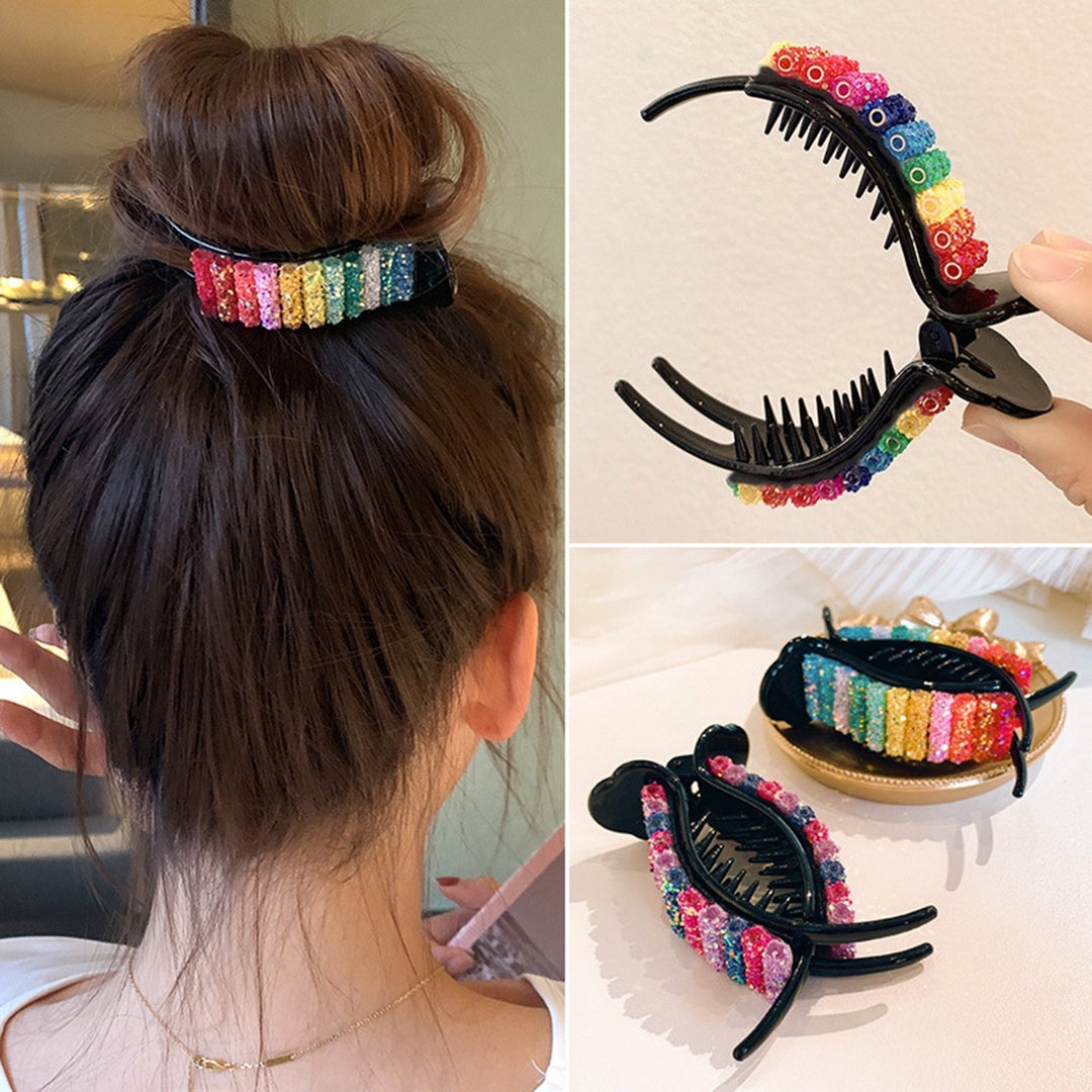 Korean Rainbow Hair Clip Big Crabs Ponytail Bun Hairpin Headwear Accessory Gift Image 2