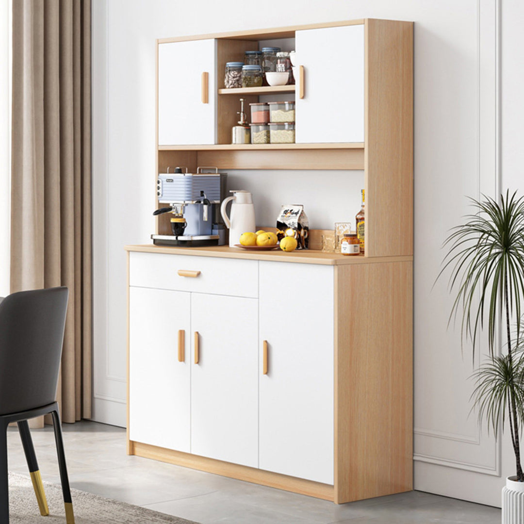 100x170CM Kitchen Storage Cabinet Utility Pantry with Microwave Stand Household Wall Tall Sideboard with Drawers Doors Image 3