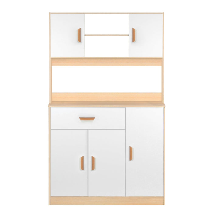 100x170CM Kitchen Storage Cabinet Utility Pantry with Microwave Stand Household Wall Tall Sideboard with Drawers Doors Image 4