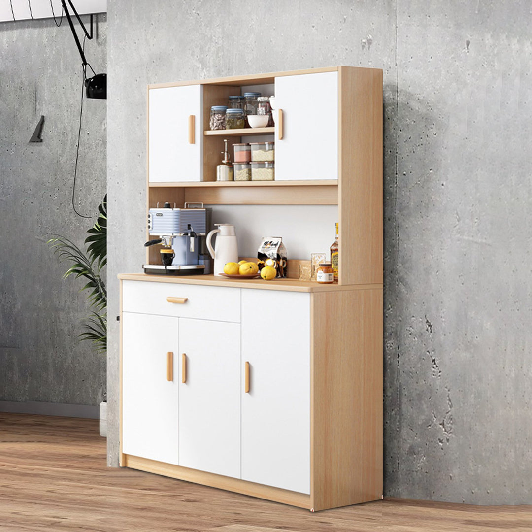 100x170CM Kitchen Storage Cabinet Utility Pantry with Microwave Stand Household Wall Tall Sideboard with Drawers Doors Image 6