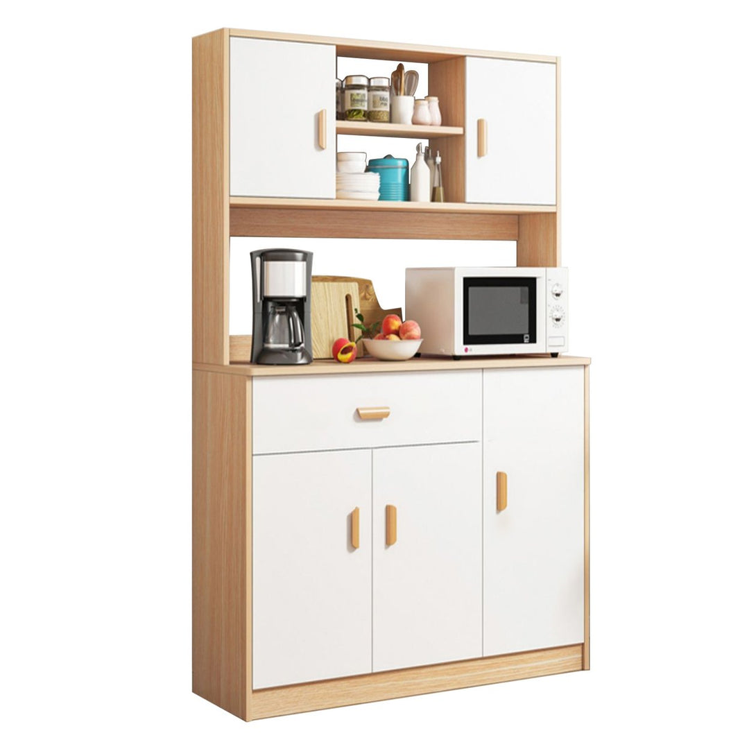 100x170CM Kitchen Storage Cabinet Utility Pantry with Microwave Stand Household Wall Tall Sideboard with Drawers Doors Image 11