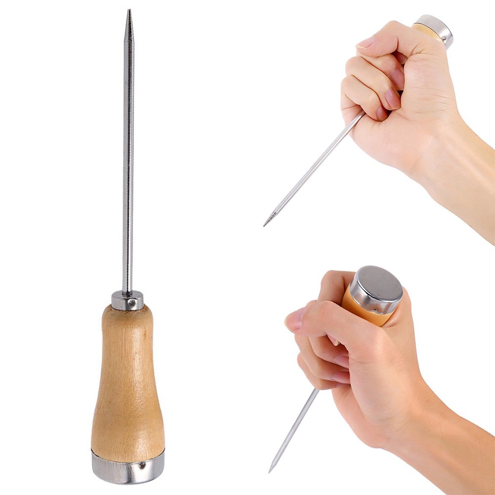 Stainless Steel Ice Pick Punch Crusher Icing Breaker Wooden Handle Kitchen Tool Image 1