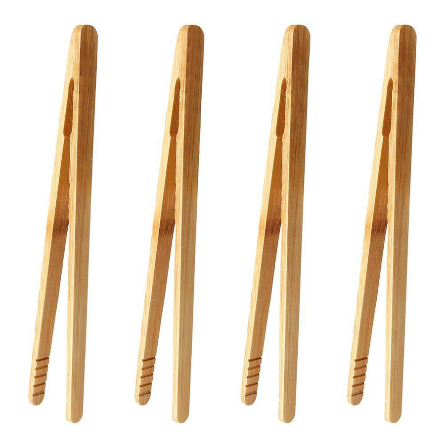 4Pcs Bamboo Food Clip Toaster Salad Cake Tea Tweezer Clamp Tongs Cooking Tool Image 1