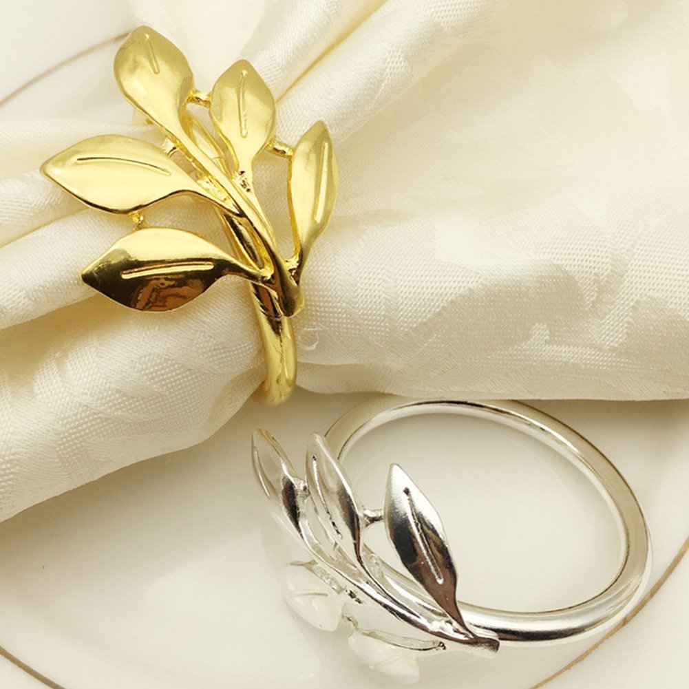 Leaves Napkin Ring Holder Metal Buckle Wedding Birthday Home Party Decoration Image 1