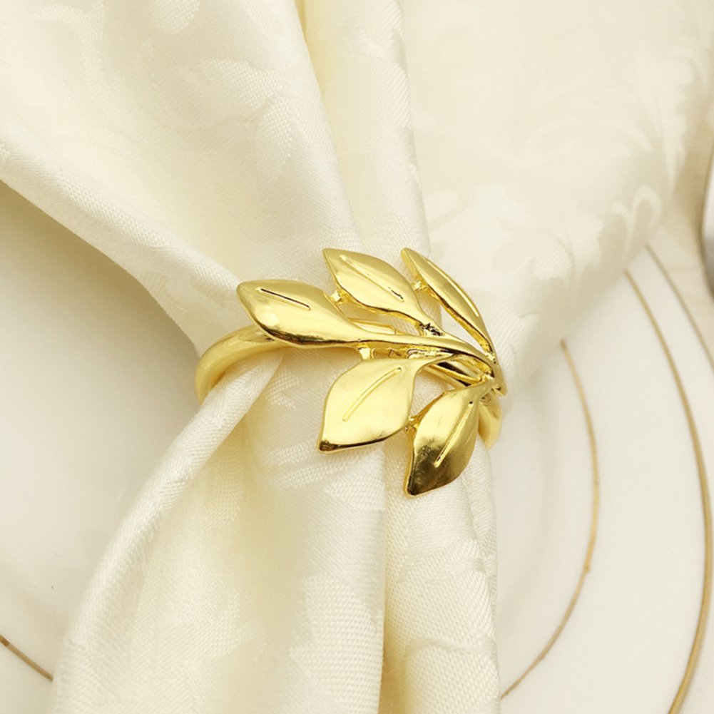 Leaves Napkin Ring Holder Metal Buckle Wedding Birthday Home Party Decoration Image 4