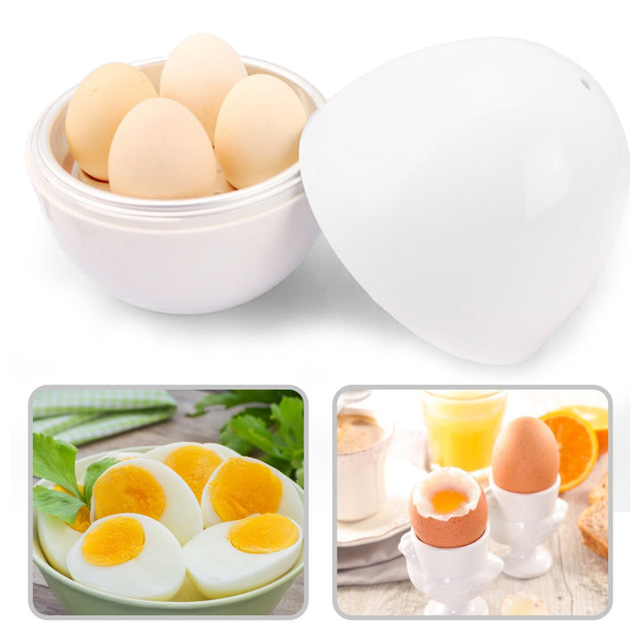 Egg Steamer Practical 4 Eggs Capacity Egg-shaped Simple White Microwave Egg Boiler for Breakfast Image 3