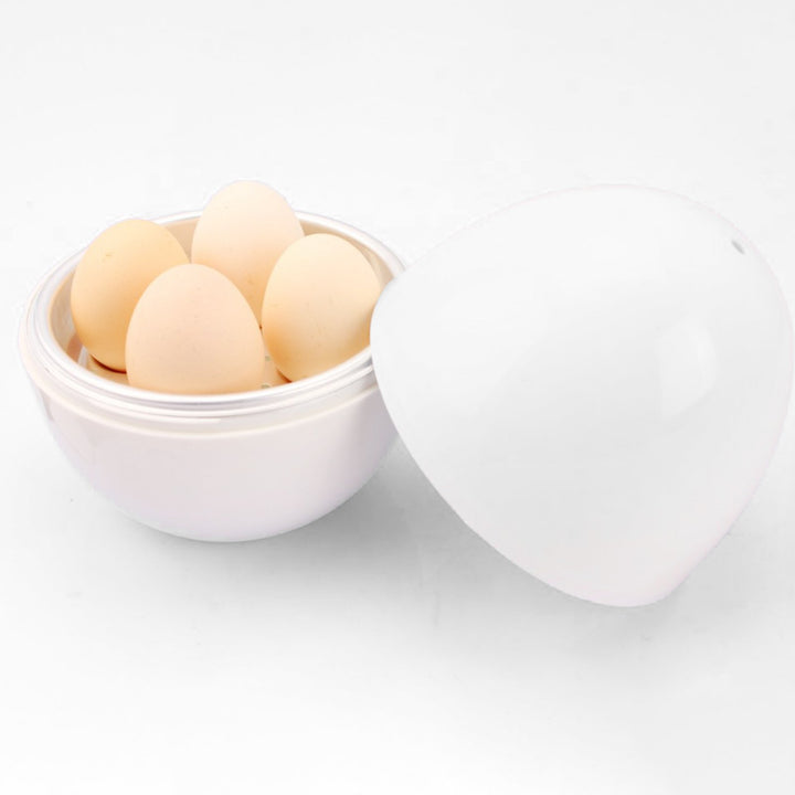 Egg Steamer Practical 4 Eggs Capacity Egg-shaped Simple White Microwave Egg Boiler for Breakfast Image 4