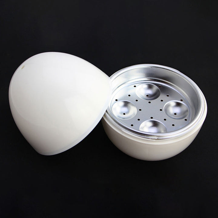 Egg Steamer Practical 4 Eggs Capacity Egg-shaped Simple White Microwave Egg Boiler for Breakfast Image 6