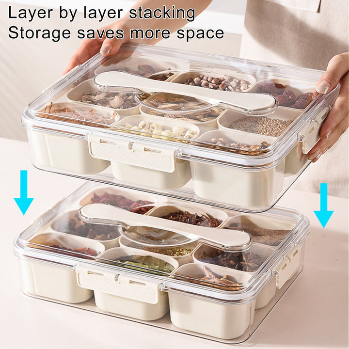 Spice Storage Box Fridge Crisper Box 9 Detachable Compartments Food Preservation Case Fruit Ginger Garlic Container Food Image 2