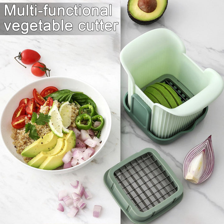 Vegetable Slicer with Container Soft Food Time-saving Chopper Stainless Steel Blade Detachable Cutter for Veggie Fruit Image 1